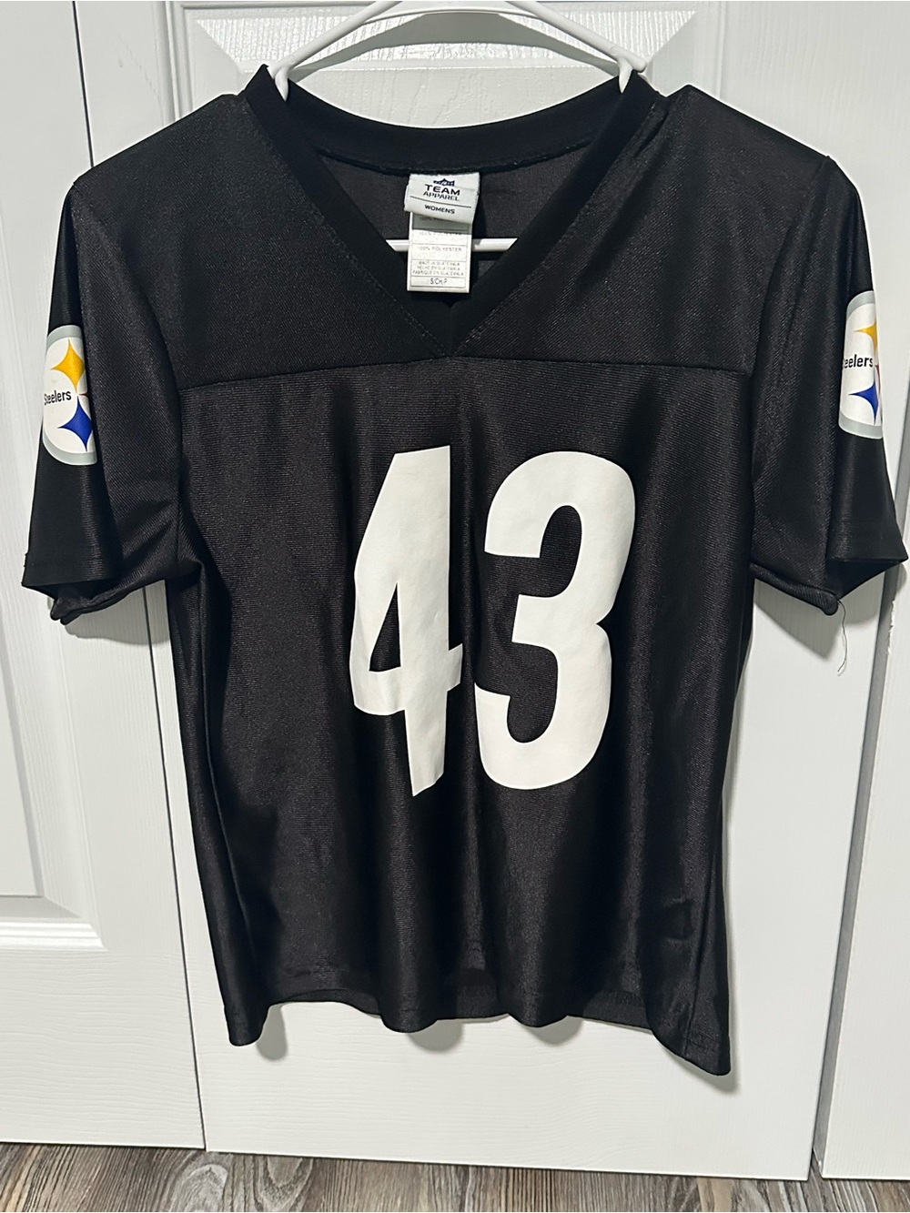 Women's Black Football Jersey with White 43 - Team Apparel